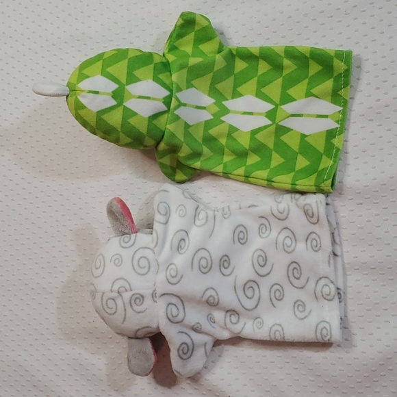 MELISSA & DOUG Animal Hand Puppets-Green Dinosaur-White Sheep-9"-EC - Picture 4 of 4